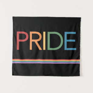 PRIDE Rainbow Black Tapestry