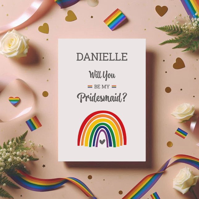 Pride Rainbow Bridesmaid Proposal Card LGBTQ (Creator Uploaded)