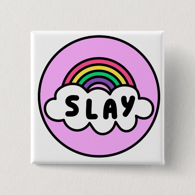Pride- rainbow colour with clouds.               b 15 cm square badge (Front)