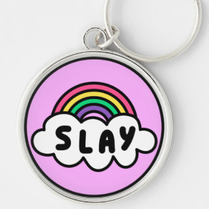Pride- rainbow colour with clouds. ke key ring