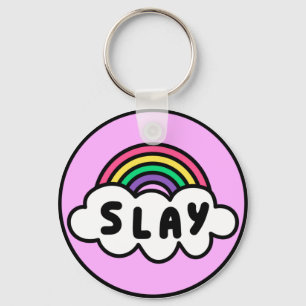 Pride- rainbow colour with clouds. key ring