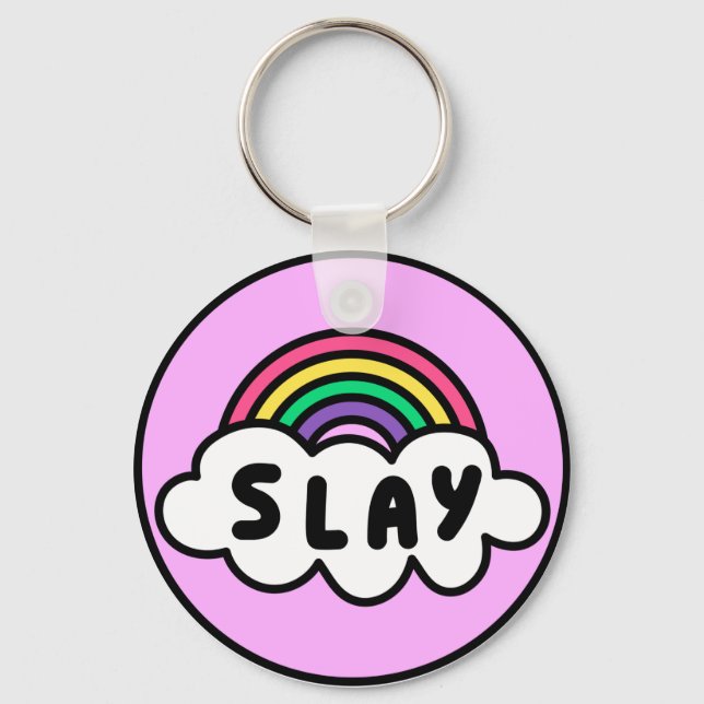 Pride- rainbow colour with clouds.              key ring (Front)