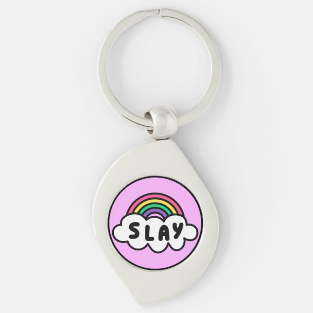 Pride- rainbow colour with clouds.               key ring (Front)