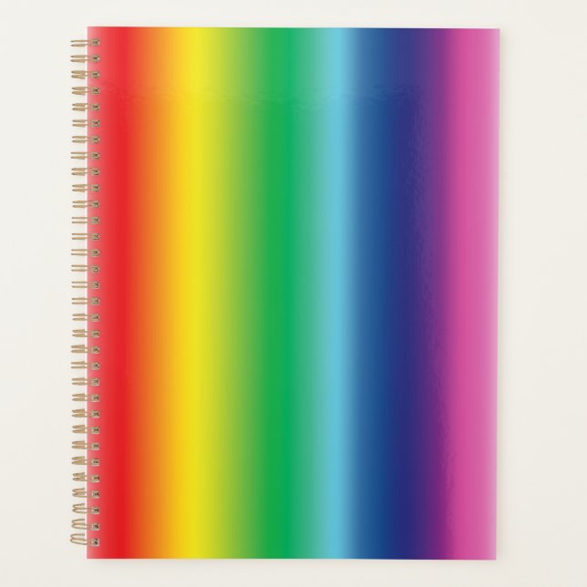 Pride rainbow colours gay flag pattern lgbt modern planner (Front)