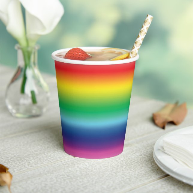 Pride rainbow colours lgbt lgbtq flag pattern paper cups (Insitu)