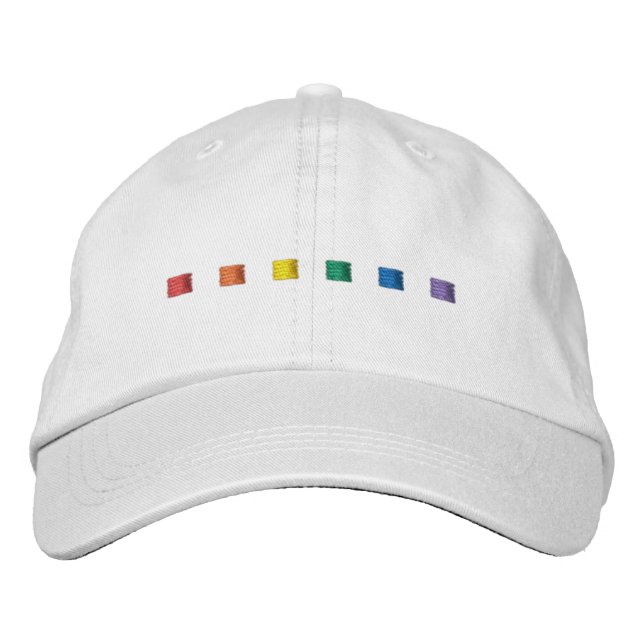 Pride rainbow colours lgbtq gay flag minimalist embroidered hat (Front)