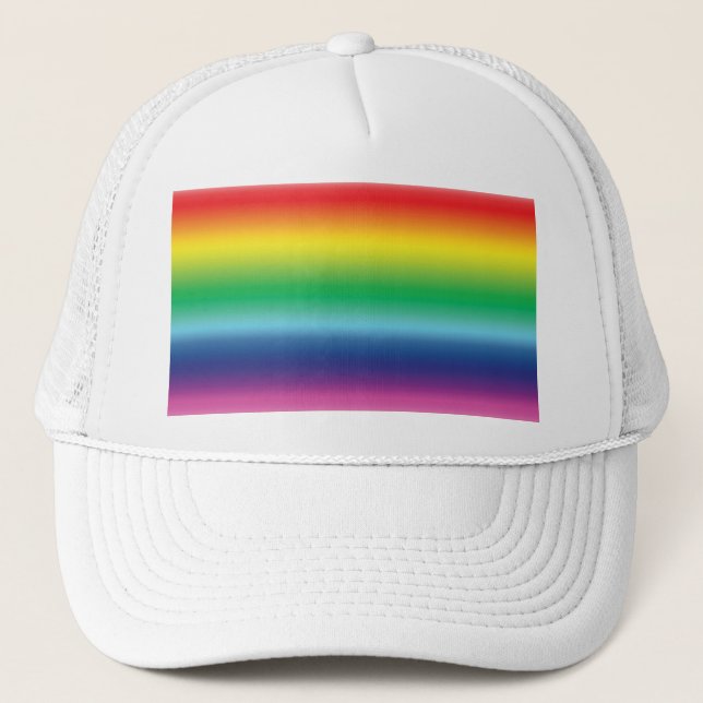 Pride rainbow colours lgbtq lgbt gay flag pattern trucker hat (Front)