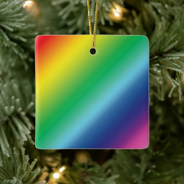 Pride rainbow colours pattern lgbtq lgbt Christmas Ceramic Ornament (Tree)