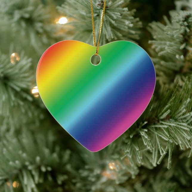 Pride rainbow colours pattern lgbtq lgbt Christmas Ceramic Tree Decoration (Tree)