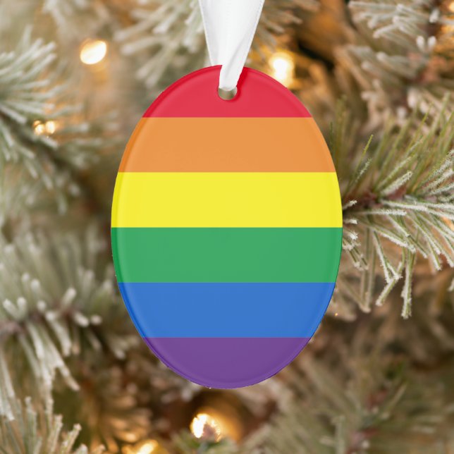 Pride rainbow colours stripes Lgbt gay Christmas  Ornament (Tree)