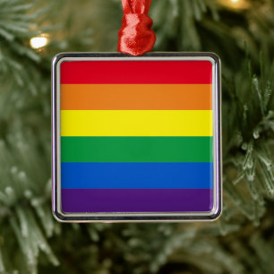 Pride rainbow colours stripes Lgbt gay flag Metal Tree Decoration