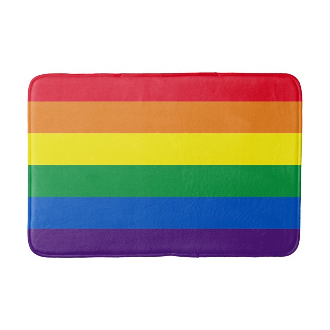 Pride rainbow colours stripes Lgbt gay flag patter Bath Mat (Front)