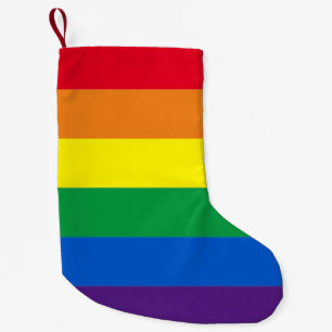 Pride rainbow colours stripes Lgbt gay flag Small Christmas Stocking