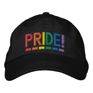 Pride rainbow colours typography modern  embroidered hat
