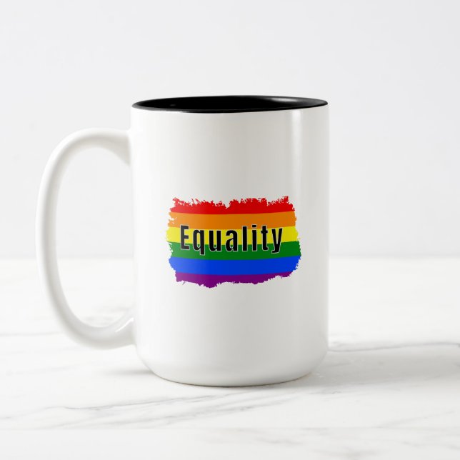 Pride Rainbow Equality Two-Tone Coffee Mug (Left)