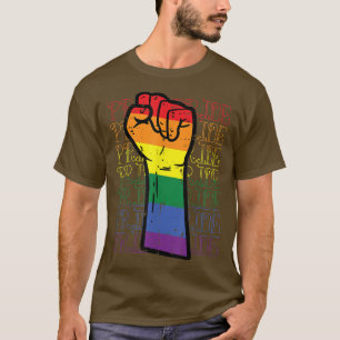 Pride Rainbow Flag Fist Straight Ally LGBTQ Gay Pr T-Shirt