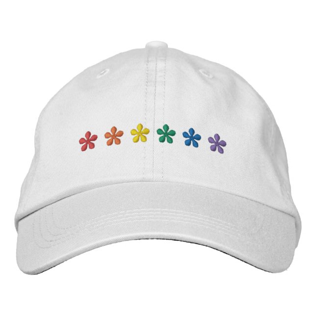 Pride rainbow flowers lgbtq gay flag cute embroidered hat (Front)