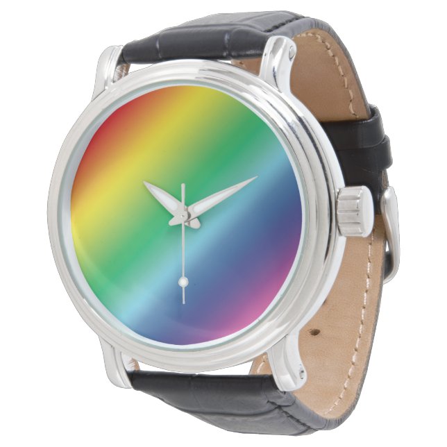Pride rainbow gradient colours pattern modern lgbt watch (Angled)