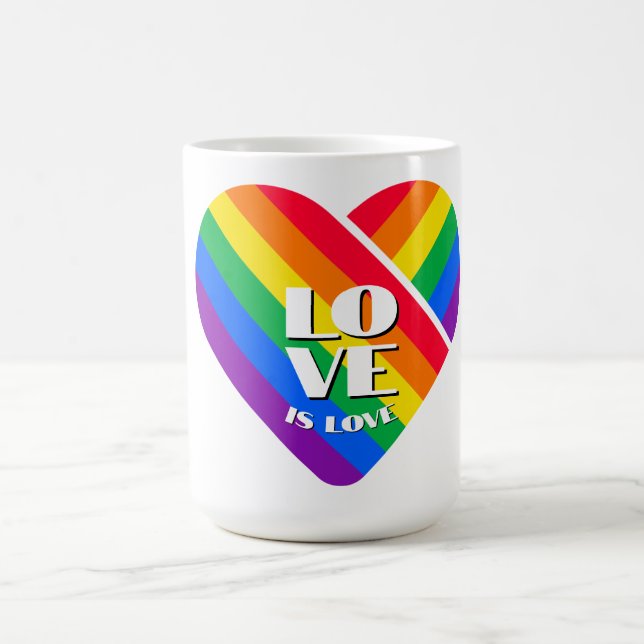 Pride Rainbow Heart  Button Coffee Mug (Center)