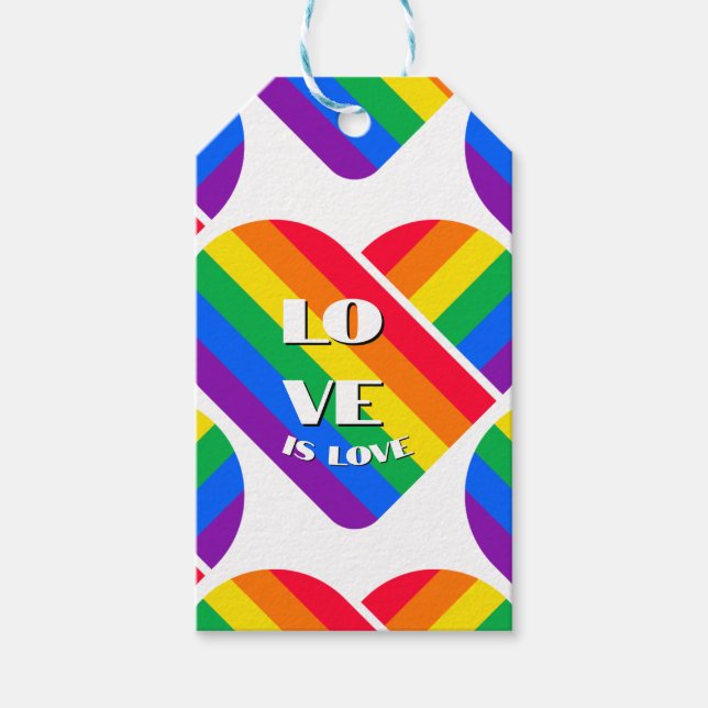 Pride Rainbow Heart  Button Gift Tags (Front)