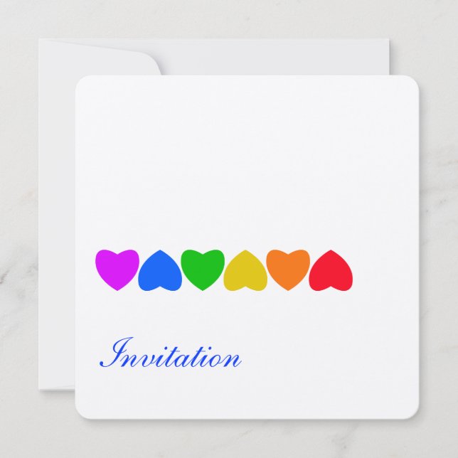 Pride Rainbow Heart Line Invitation (Front)