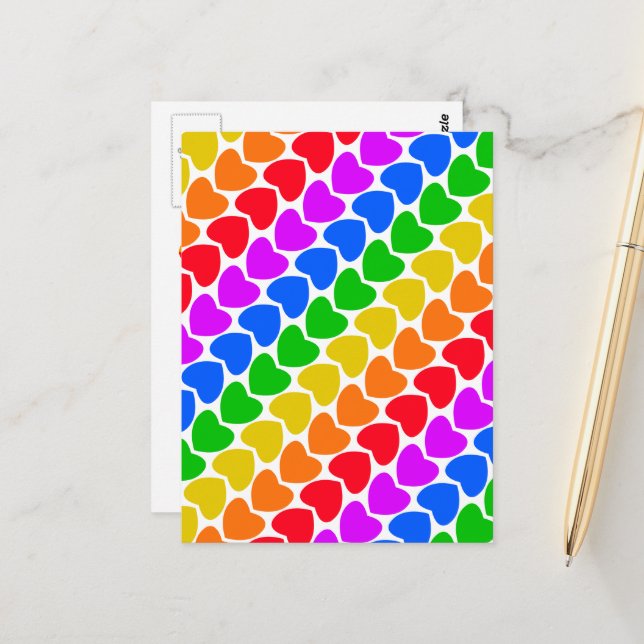 Pride Rainbow Heart Line Postcard (Front/Back In Situ)