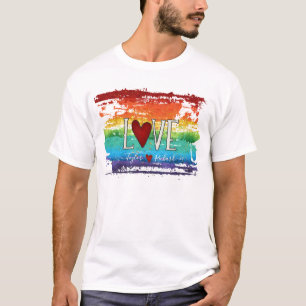 Pride Rainbow Heart Love Glitter Personalised Name T-Shirt