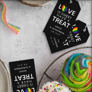 Pride Rainbow Heart Love Is Sweet LGBT Wedding Gift Tags