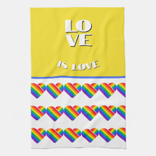 Pride Rainbow Heart  Tea Towel