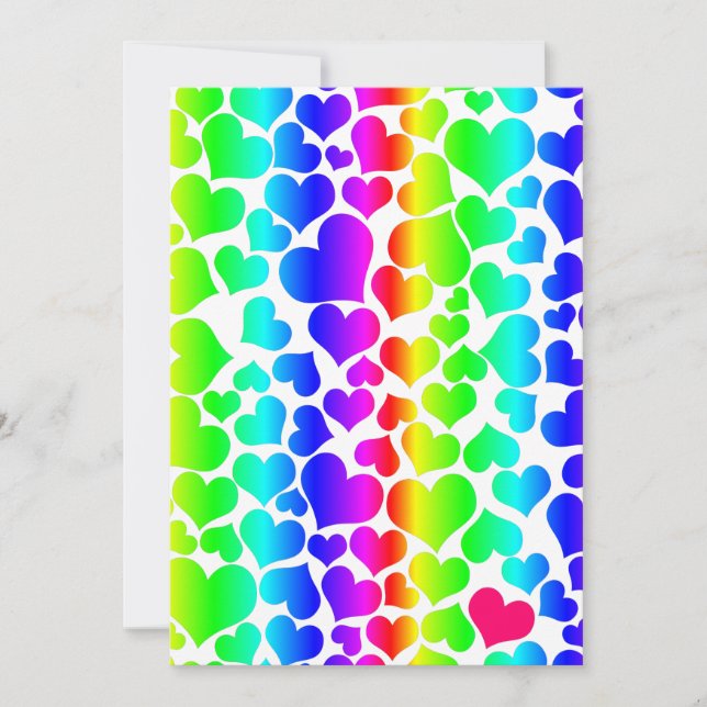 pride rainbow hearts invitation (Front)