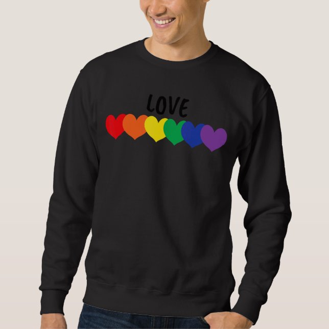 Pride Rainbow Hearts Love Lgbtq+ Parade Sweatshirt (Front)