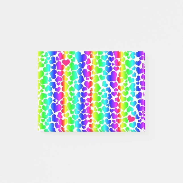 pride rainbow hearts post-it notes (Front)
