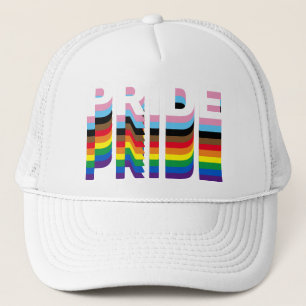 Pride rainbow inclusive diversity lgbtq typography trucker hat