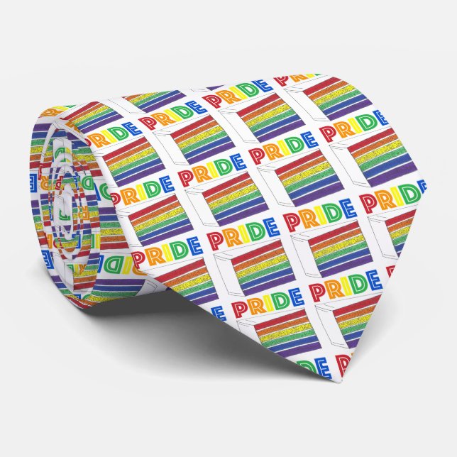 PRIDE Rainbow Layer Cake Slice Gay Pride Tie (Rolled)