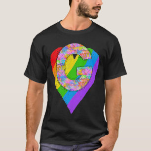 Pride Rainbow Letter G Initial Name Monogram Queer T-Shirt