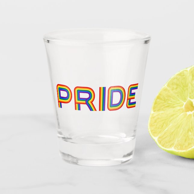 Pride | Rainbow Letters Shot Glass (Front)