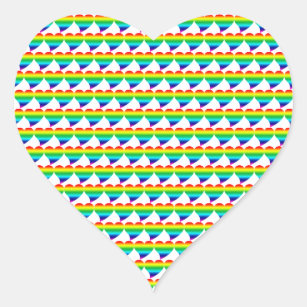 Pride rainbow lgbt hearts pattern white background heart sticker