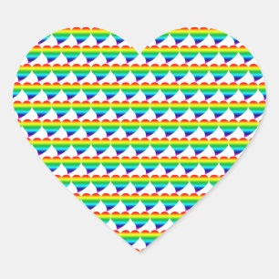 Pride rainbow lgbt hearts pattern white background heart sticker