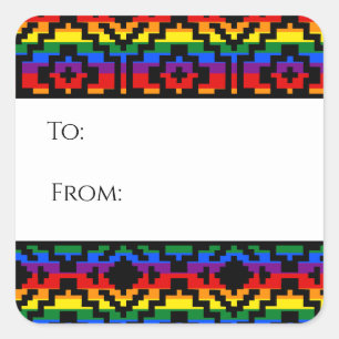 Pride Rainbow LGBTQ Geometric Gift Tag Sticker