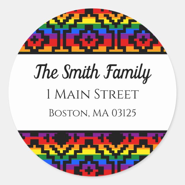Pride Rainbow LGBTQ Geometric Return Address Classic Round Sticker (Front)