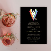 Pride Rainbow LGBTQ Heart Wedding Invitation