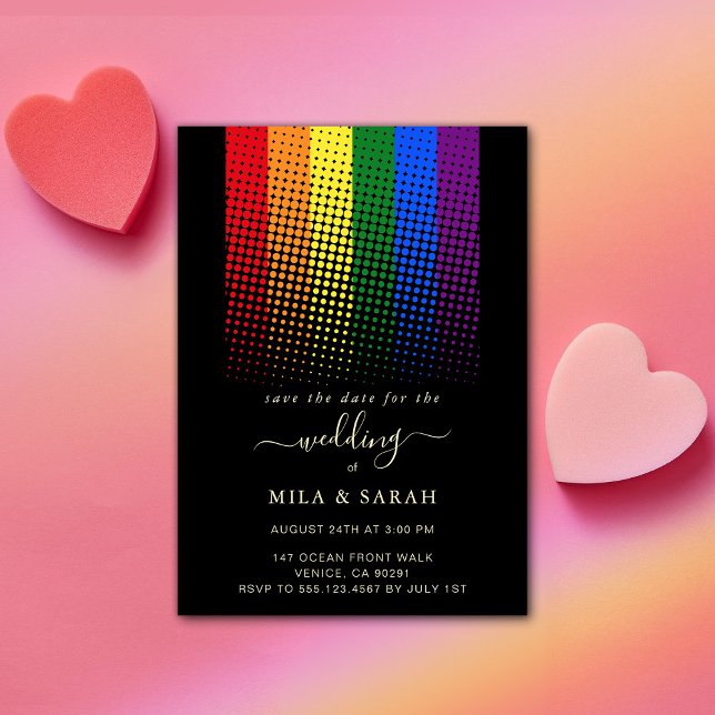 Pride Rainbow LGBTQ Heart Wedding Invitation (Creator Uploaded)