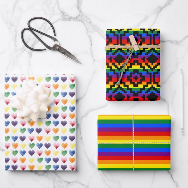 Pride Rainbow LGBTQ Wrapping Paper Sheet (Front)