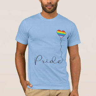 PRIDE Rainbow LGBTQIA Heart Balloon Blue T-Shirt