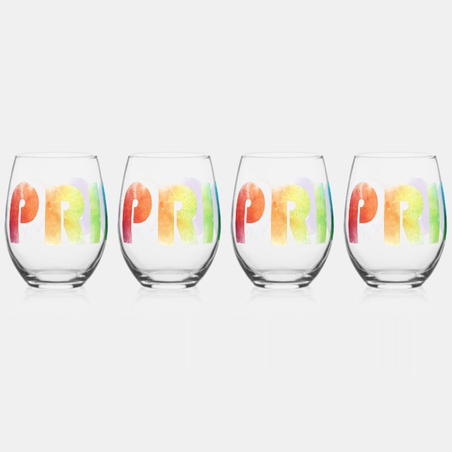 Pride Rainbow Lion Stemless Wine Glass (Left)