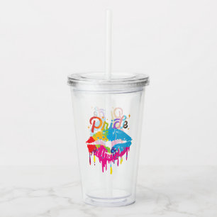 Pride Rainbow Lips   LGBTQ   Dripping Lips Acrylic Tumbler