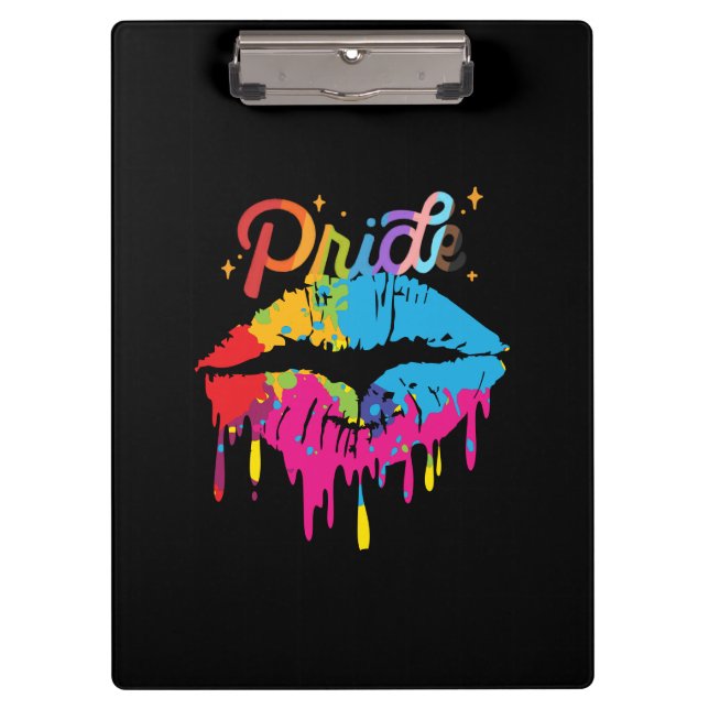 Pride Rainbow Lips | LGBTQ | Dripping Lips Clipboard (Front)