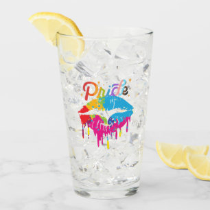 Pride Rainbow Lips LGBTQ Dripping Lips Glass