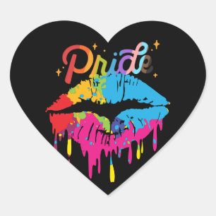 Pride Rainbow Lips LGBTQ Dripping Lips Heart Sticker