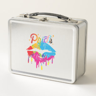 Pride Rainbow Lips LGBTQ Dripping Lips Metal Lunch Box